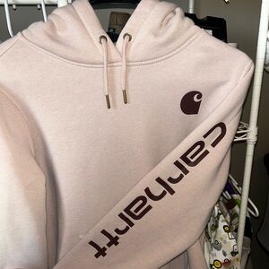Carhartt Light Pink Hoodie with Brown Logo